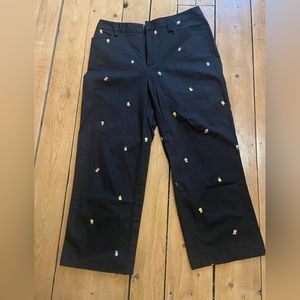 Vintage Embroidered Floral Straight Leg Crops Size 6/8